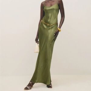 Reformation Parma Silk Dress - Chartreuse - XS